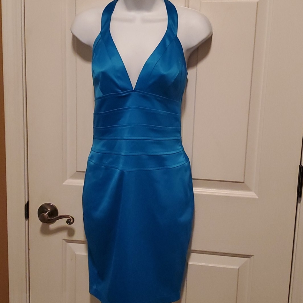 Le chateau Blue Satin Dress